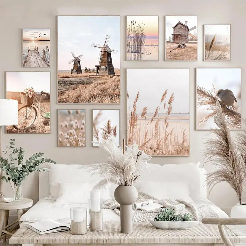 Beige Landscape Wall Art Poste - Orchard Sprayer Tractor ulasan dan harga